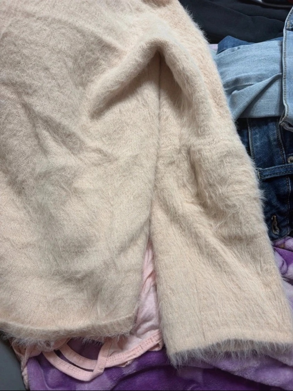 LC Lauren Conrad Soft Fuzzy Cream Scoop Neck Sweater
